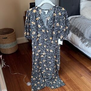 Hinge Black and Orange Floral Maxi Dress